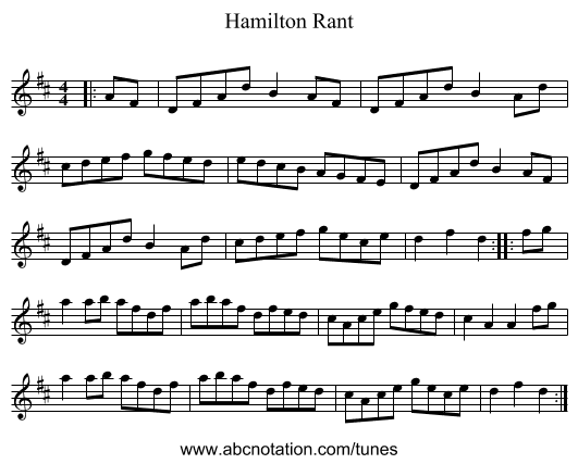 Hamilton Rant - staff notation