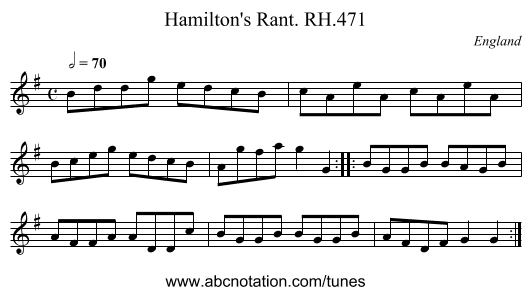 Hamilton's Rant. RH.471 - staff notation