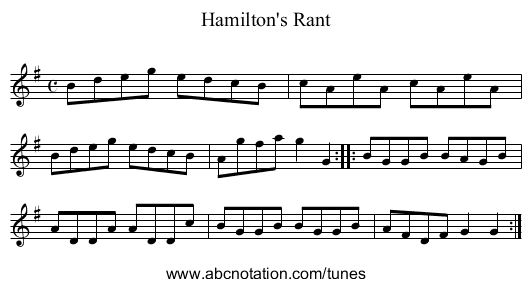 Hamilton's Rant - staff notation