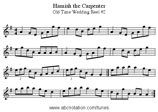 Hamish the Carpenter - staff notation