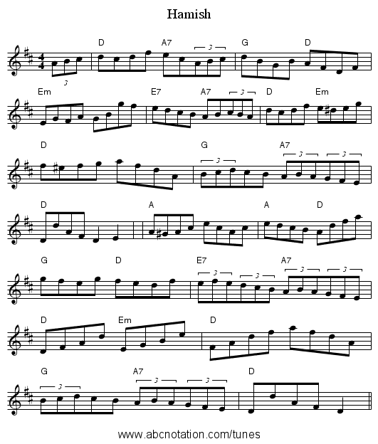 Hamish - staff notation