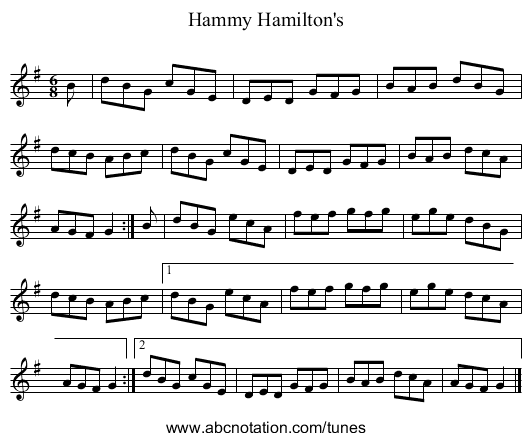 Hammy Hamilton's - staff notation