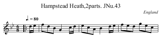 Hampstead Heath,2parts. JNu.43 - staff notation