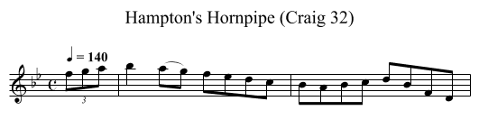 Hampton's Hornpipe (Craig 32) - staff notation