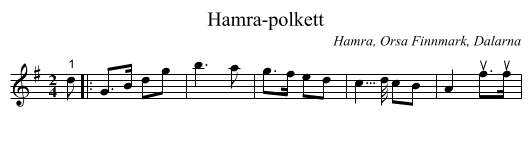 Hamra-polkett - staff notation