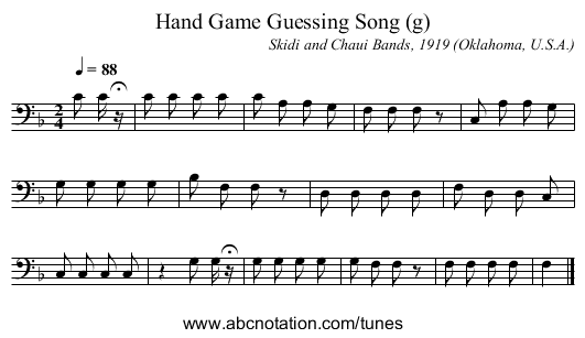 Hand Game Guessing Song (g) - staff notation