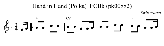 Hand in Hand (Polka)  FCBb (pk00882) - staff notation