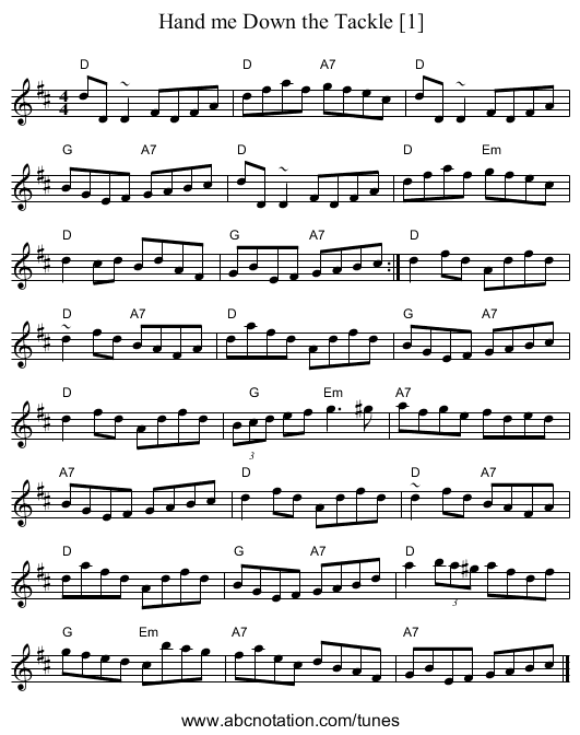 Hand me Down the Tackle [1] - staff notation