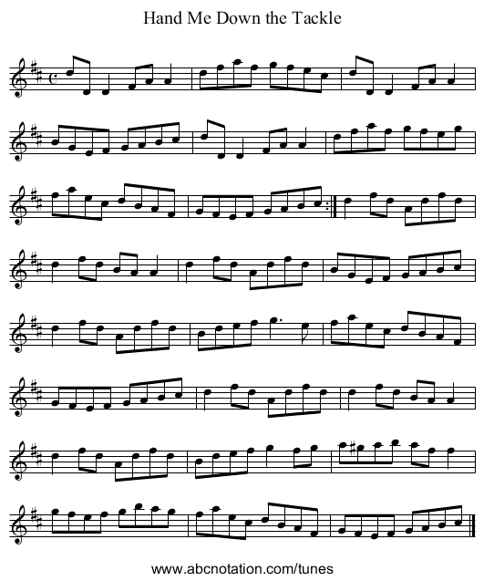 Hand Me Down the Tackle - staff notation