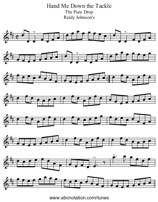 Hand Me Down the Tackle - staff notation