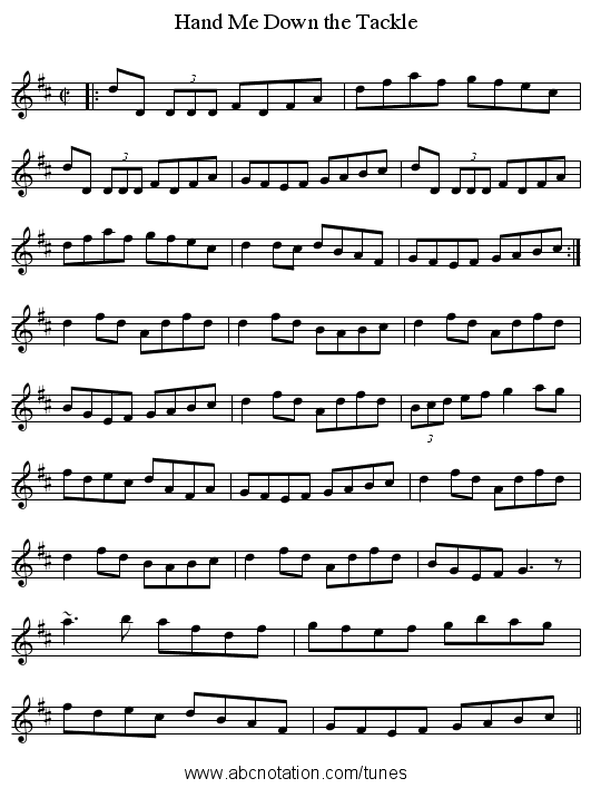 Hand Me Down the Tackle - staff notation