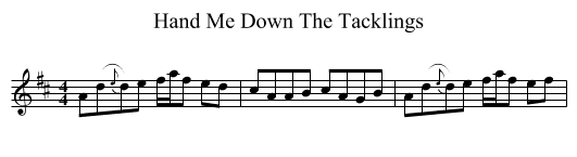 Hand Me Down The Tacklings - staff notation