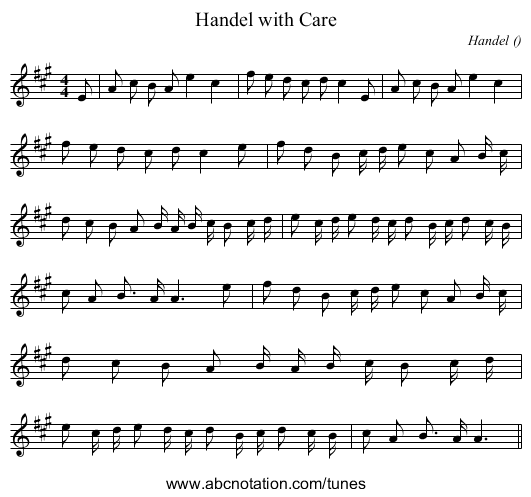 Handel with Care - staff notation