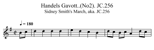Handels Gavott..(No2). JC.256 - staff notation