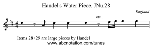 Handel's Water Piece. JNu.28 - staff notation