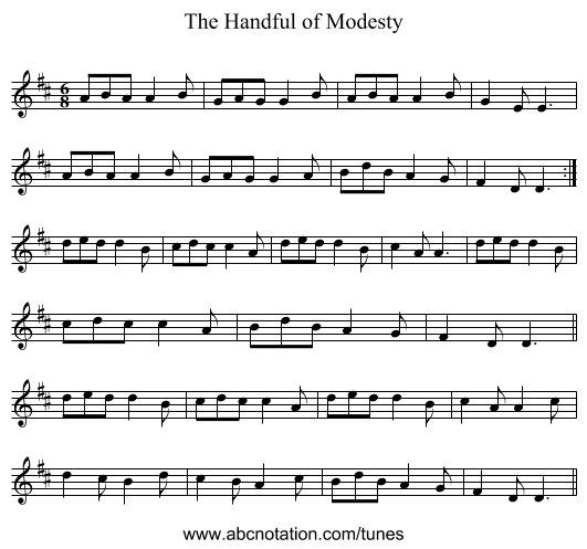 Handful of Modesty, The - staff notation