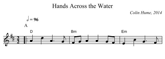 Hands Across the Water - staff notation