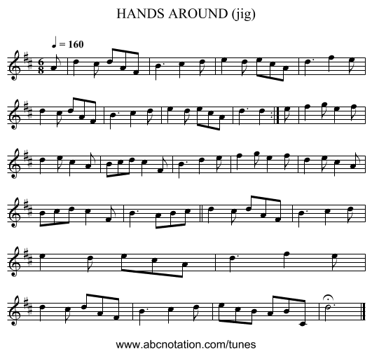 HANDS AROUND (jig) - staff notation