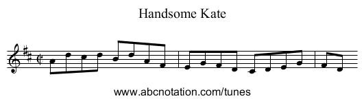 Handsome Kate - staff notation