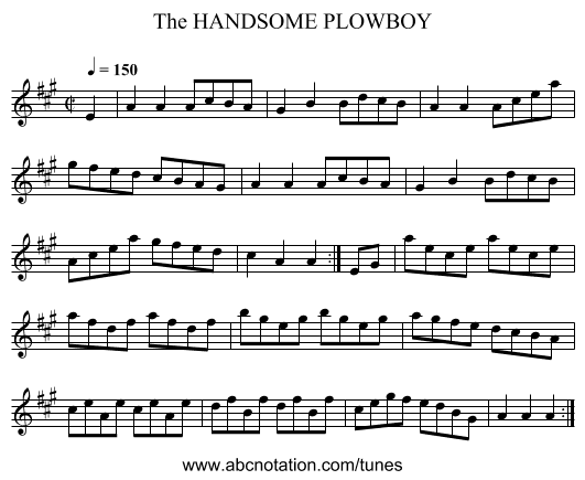HANDSOME PLOWBOY, The - staff notation
