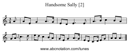 Handsome Sally [2] - staff notation