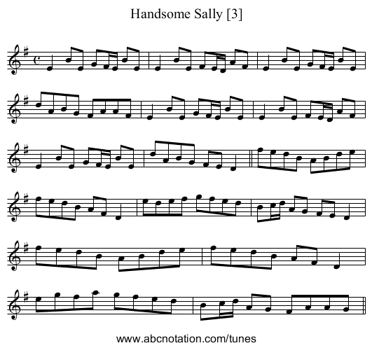 Handsome Sally [3] - staff notation
