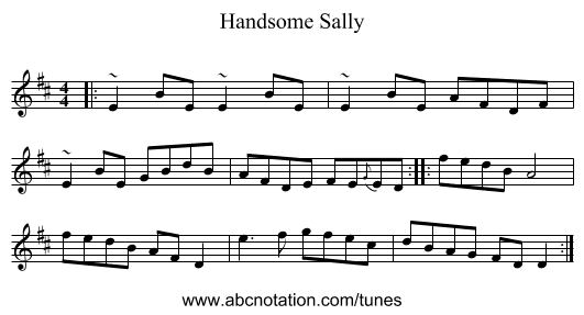 Handsome Sally - staff notation