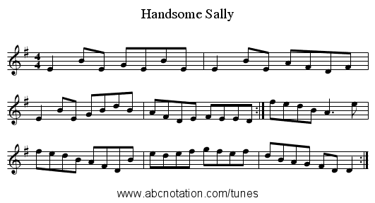 Handsome Sally - staff notation