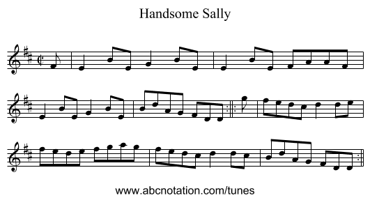 Handsome Sally - staff notation