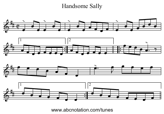 Handsome Sally - staff notation