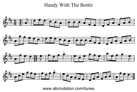 Handy With The Bottle - staff notation