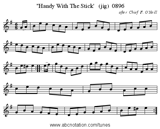 Handy With The Stick'   (jig)  0896 - staff notation