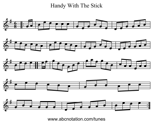 Handy With The Stick - staff notation