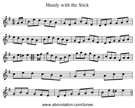 Handy with the Stick - staff notation
