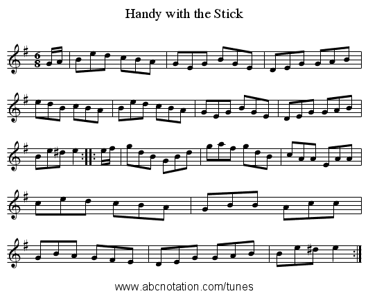 Handy with the Stick - staff notation