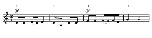 Hanen stend p&aring; stabburshella - staff notation