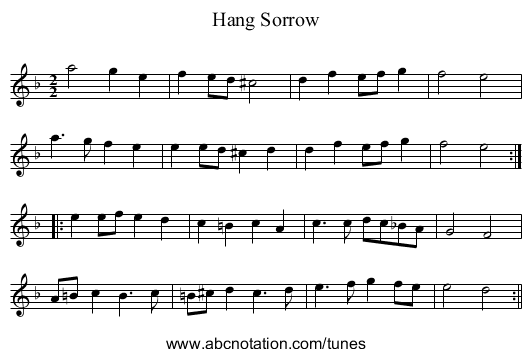 Hang Sorrow - staff notation