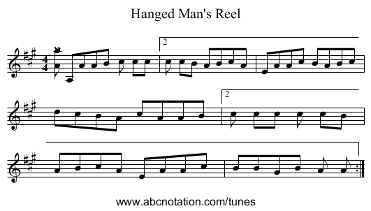 Hanged Man's Reel - staff notation