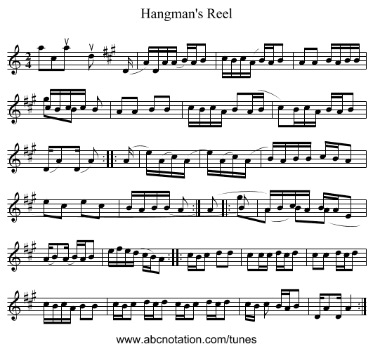Hangman's Reel - staff notation