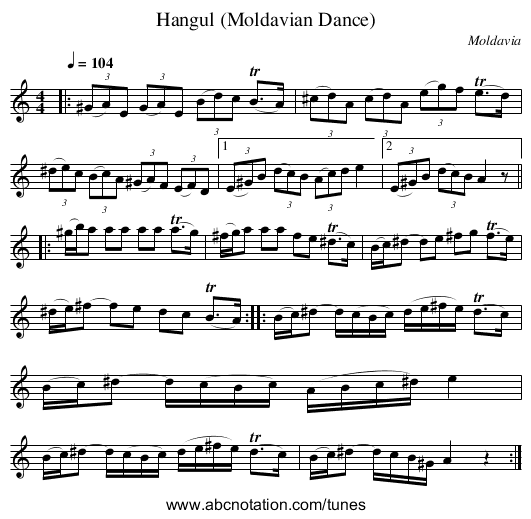 Hangul (Moldavian Dance) - staff notation