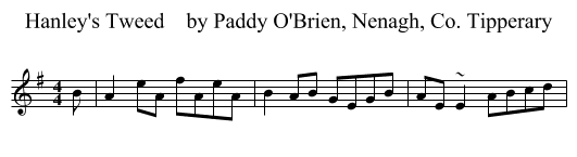 Hanley's Tweed    by Paddy O'Brien, Nenagh, Co. Tipperary - staff notation