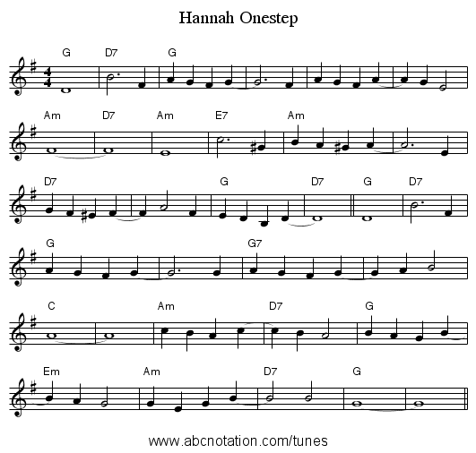 Hannah Onestep - staff notation