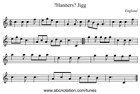 ?Hanners? Jigg - staff notation