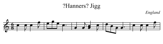 ?Hanners? Jigg - staff notation
