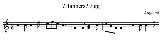 ?Hanners? Jigg - staff notation