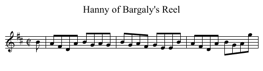 Hanny of Bargaly's Reel - staff notation