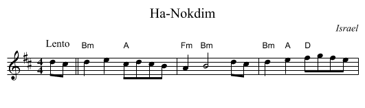 Ha-Nokdim - staff notation