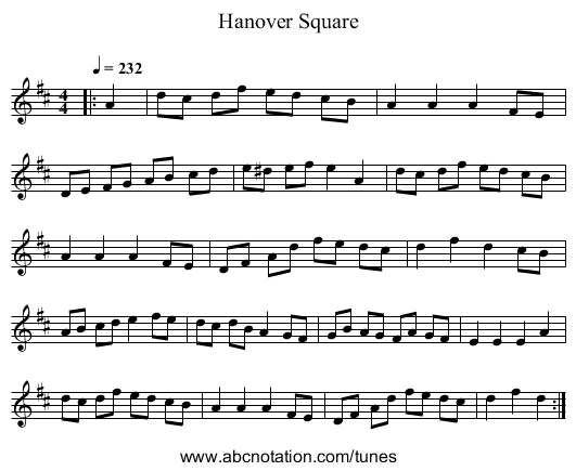 Hanover Square - staff notation
