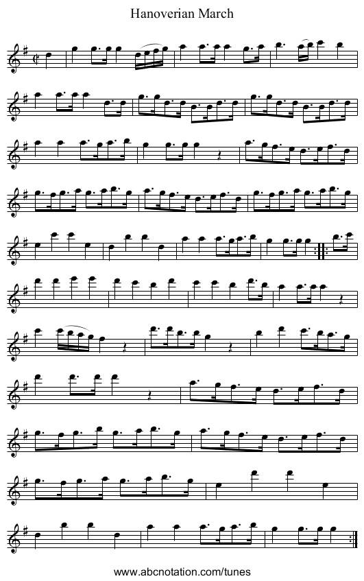 Hanoverian March - staff notation