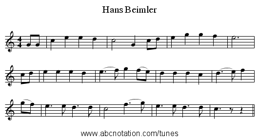 Hans Beimler - staff notation